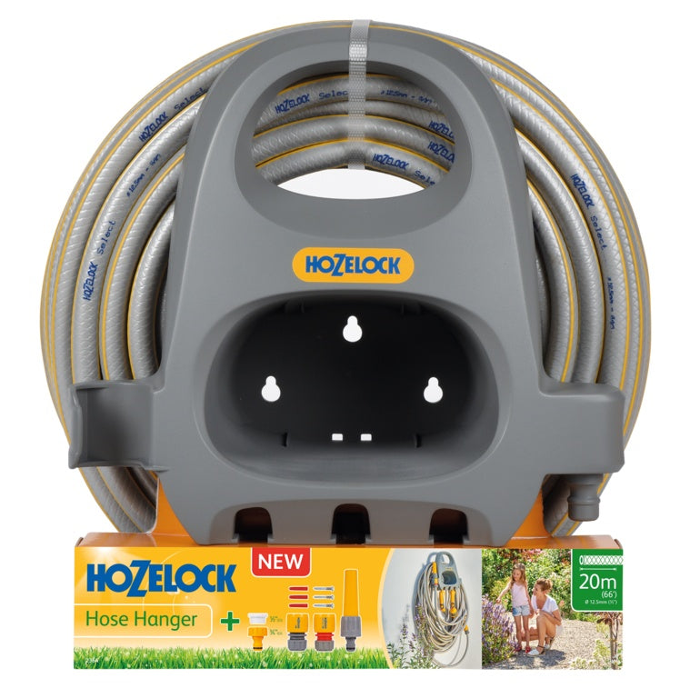 Hozelock-Hose Hanger With 20m Hose & Fitting Set